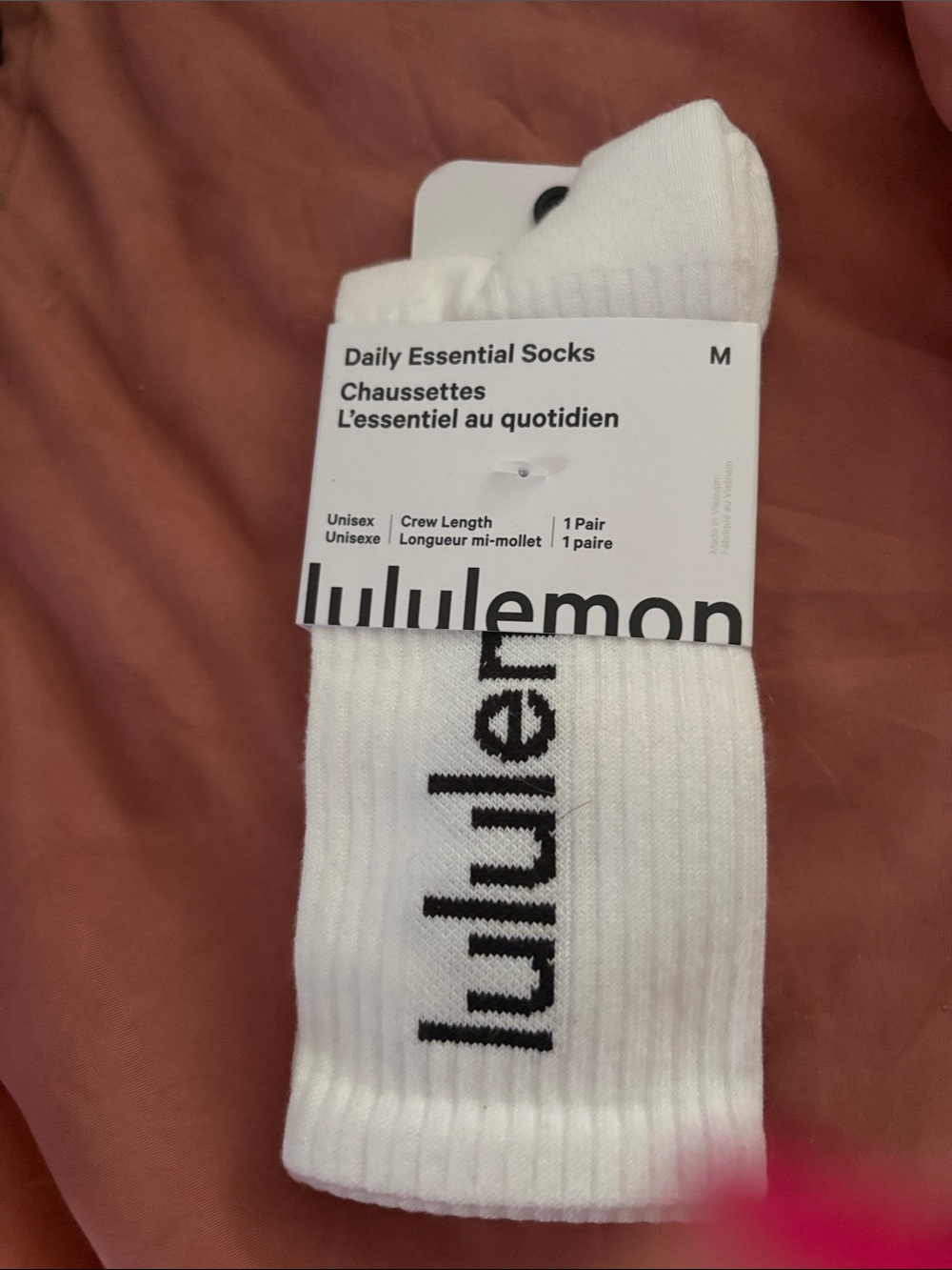 lululemon athletica White Crew Socks with Black Logo